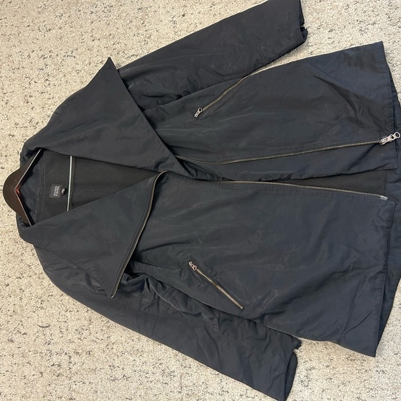 Eileen Fisher XS fleece lined GUC Utility Jacket Asymmetrical Zipper High Collar - Picture 6 of 14